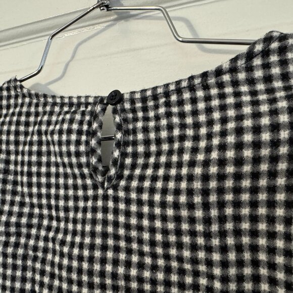 Need Supply - Farrow Gingham Black & White Checkered Ruffle asymmetrical top L - Picture 6 of 6